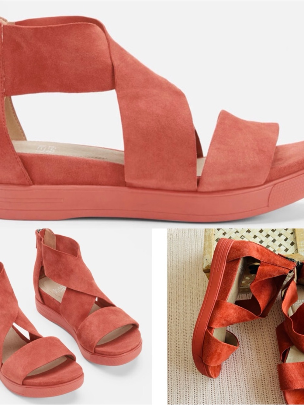 EILEEN FISHER Women's Suede Wedge Sandals